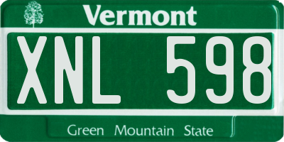 VT license plate XNL598