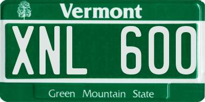 VT license plate XNL600