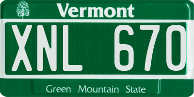VT license plate XNL670