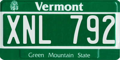 VT license plate XNL792