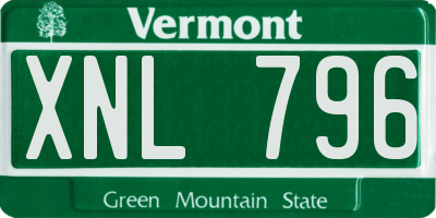 VT license plate XNL796