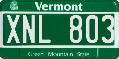 VT license plate XNL803