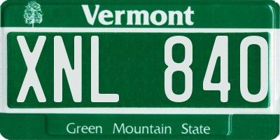 VT license plate XNL840