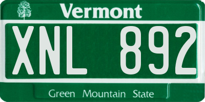 VT license plate XNL892