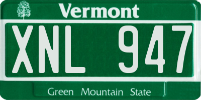 VT license plate XNL947