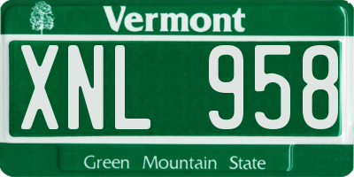 VT license plate XNL958