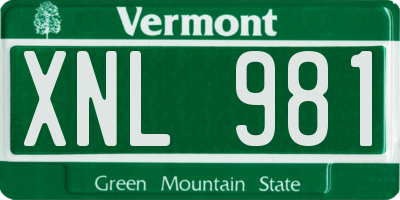 VT license plate XNL981