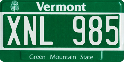 VT license plate XNL985