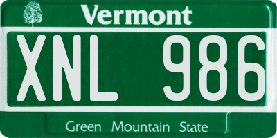 VT license plate XNL986
