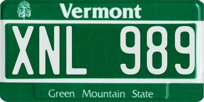 VT license plate XNL989