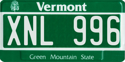 VT license plate XNL996