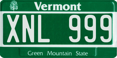 VT license plate XNL999
