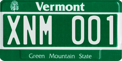 VT license plate XNM001