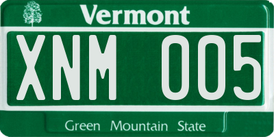 VT license plate XNM005