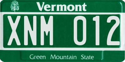 VT license plate XNM012