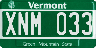 VT license plate XNM033