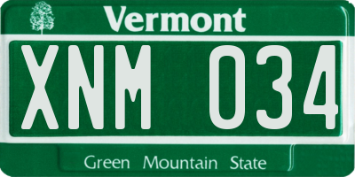 VT license plate XNM034