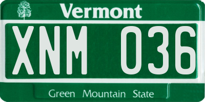 VT license plate XNM036