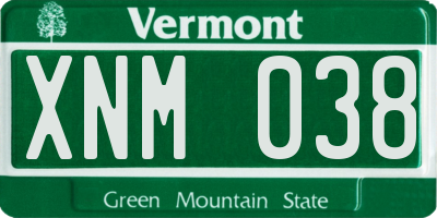 VT license plate XNM038