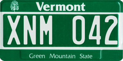 VT license plate XNM042