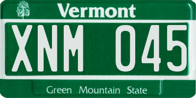 VT license plate XNM045