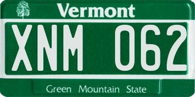 VT license plate XNM062