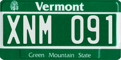 VT license plate XNM091