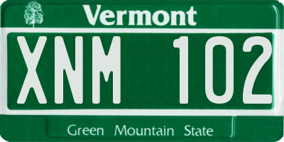 VT license plate XNM102