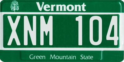 VT license plate XNM104