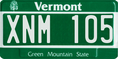 VT license plate XNM105