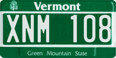 VT license plate XNM108