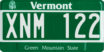 VT license plate XNM122