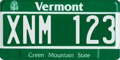 VT license plate XNM123