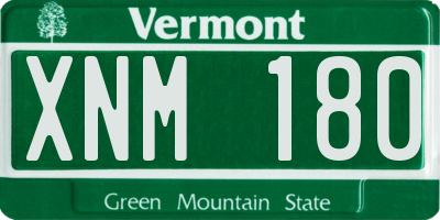 VT license plate XNM180
