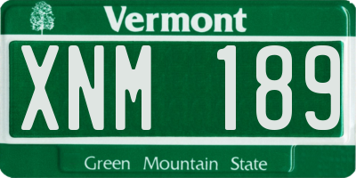 VT license plate XNM189