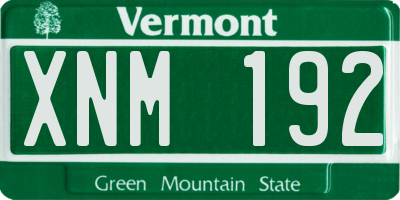 VT license plate XNM192