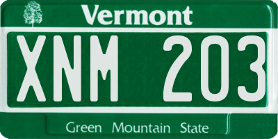 VT license plate XNM203