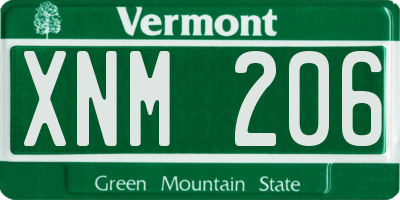VT license plate XNM206