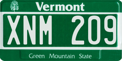 VT license plate XNM209