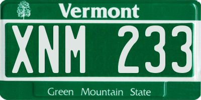 VT license plate XNM233
