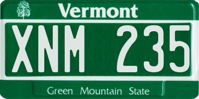 VT license plate XNM235
