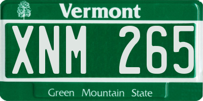 VT license plate XNM265