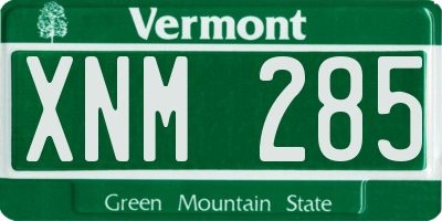VT license plate XNM285