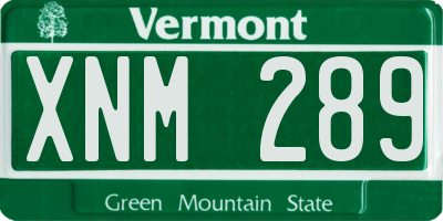 VT license plate XNM289
