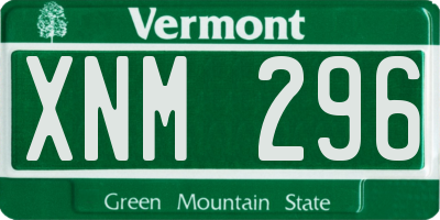 VT license plate XNM296