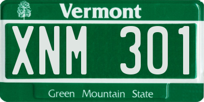 VT license plate XNM301
