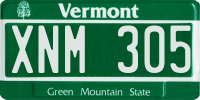 VT license plate XNM305