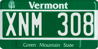 VT license plate XNM308