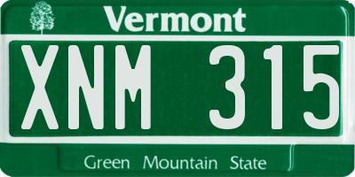 VT license plate XNM315