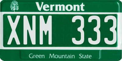 VT license plate XNM333